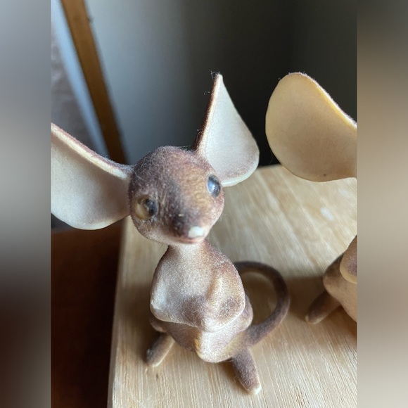 Lot of 2 Vintage Parma Flocked Mouse Mice Oversized Ears Figurine Kitschy MCM - Picture 2 of 9